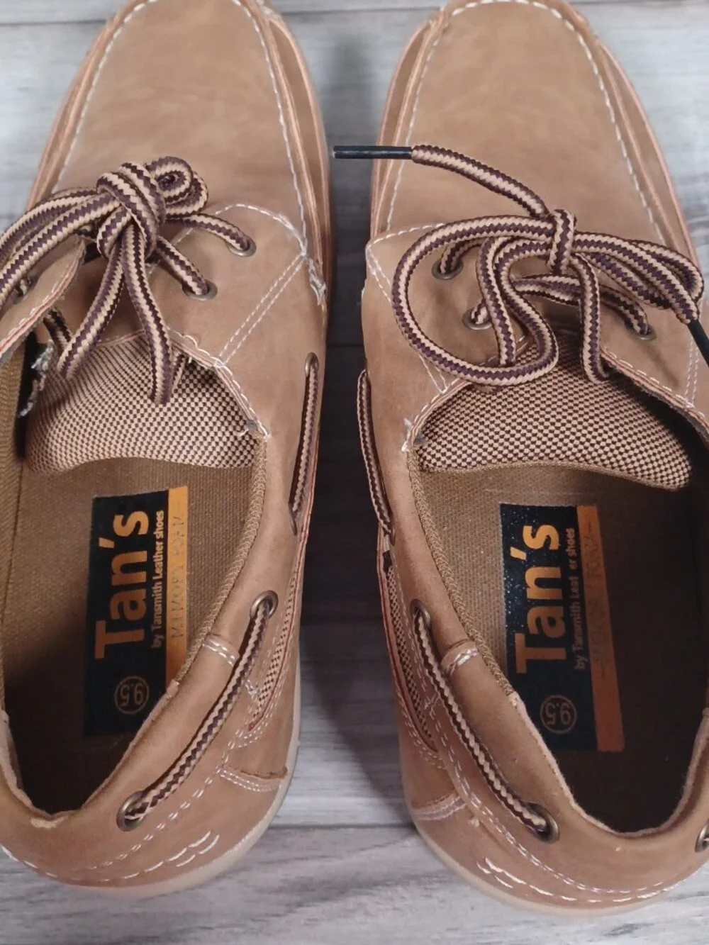 Tansmith Men's Size 9.5 Beige Faux Leather Boat Casual Comfort 357005